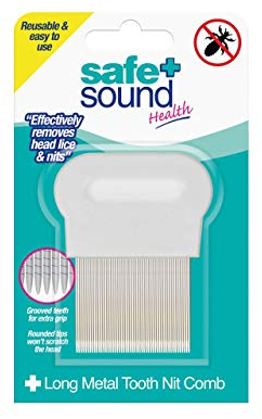 Safe & Sound - Peine de metal de dientes largos reutilizable, para eliminar piojos y liendres, 0,03 kg