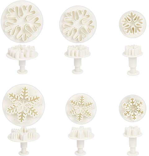 6 stampi a forma di fiocco di neve per torte a forma di fiocco di neve, fiocchi di neve, per decorare torte e biscotti, fiocchi di neve, per decorare torte, feste e fiocchi di neve
