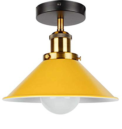 DC-Spannung, moderne Unterputz-Deckenbeleuchtung, LED-Leuchten, halbbündige Leuchte, Pendelleuchte, Kronleuchter, Metall, kegelförmiger Lichtschirm für Flur, Wohnzimmer, Lounge (Yellow)