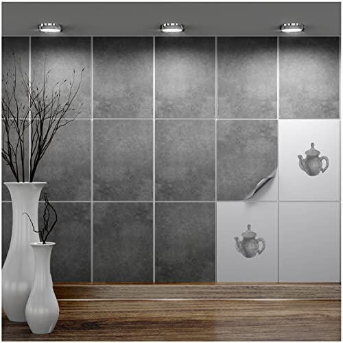 FoLIESEN - Fliesenaufkleber 15x20 cm | selbstklebende Fliesen-Folie für Bad & Küche | entfernbare Klebe-Folie für Wandfliesen Küchenrückwand & Bordüren | 10 Klebefliesen, .:Dekor Beton