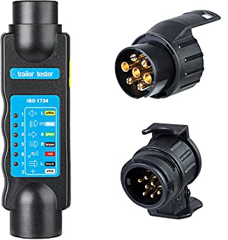 BEIJISTAR Testeur Remorque 7 Broches, Testeur Prise Remorque 7 Broches, 12V Testeur Feux Remorque Câble Câblage Circuit Outils de Diagnostic, pour Caravan RV Voiture (Testeur & Adaptateur 7 13)