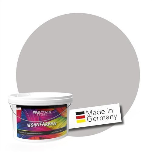WALLCOVER hochwertige Wandfarbe für Innen | Grau (Silent Storm Gray) Anthrazit | 5L für 40m² | Hochdeckende Innenfarbe Matt (Klasse 1) | Profi Qualität aus Deutschland