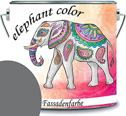 elephant color hochwertige Fassadenfarbe auf Silikonharz Sockelfarbe Betonfarbe (5 L, RAL 7005 - Mausgrau)