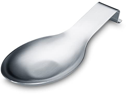 Soporte De Cuchara Plata Mate,Soporte De Cuchara De Acero Inoxidable Para Parte Superior De La Estufa,Soporte De Utensilios De Cocina Para Cucharones,Soporte Para Tapa De Olla(1 Pieza De 9,5 Pulgadas)