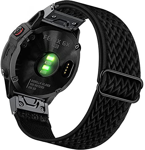 ahayo Cinturino elastico per orologio Fenix 7X / Fenix 6X / Fenix 5X / Enduro, 26 mm Quick Fit morbido elastico in nylon per Garmin Fenix 5X Plus, Tactix Delta, Quick Fit 26mm, Nylon