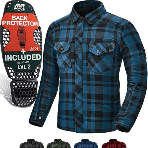 SHIMA RENEGADE Motorradhemden Herren und Damen - Motorrad Kariertes Hemd mit Protektoren Jacke Flanell Lumber Aramid | Wetterfester Fahrkomfort