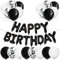 Happy Birthday Banner Black and White Balloons Birthday Decorations, 20pcs Latex Balloons with Black Confetti Balloons, 16 inch Happy Birthday Foil Balloons for Boys Girls Men Women Party Supplies