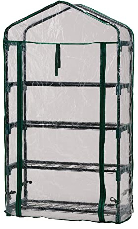 Draper 09972 4-Tier Greenhouse, Sturdy Steel Frame, Clear PVC Cover