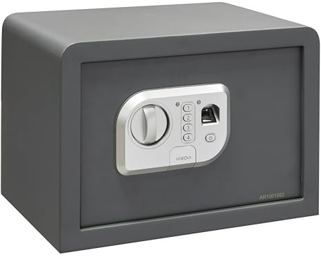 ARREGUI Print 140520 Stahlsafe mit elektronischer Öffnung per Fingerabdruck oder Code | Biometrischer Lesesafe für Zuhause und Zuhause | Notschlüssel | 25 x 35 x 25 cm
