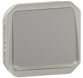 LEGRAND, Plexo New Einsatz, beleuchteter Taster mit Schließer-Kontakt, geliefert mit 230 V LED-Aggregat, 10A, 250V, Farbe: Grau, 069542L