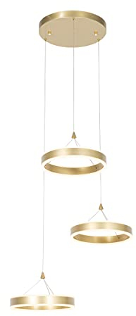 Qazqa - Design Hängelampe I Pendellampe I Pendelleuchte Messing rund inkl. LED 3-flammig-Stufen dimmbar 3-flammig-Licht - Lyani I Wohnzimmer I Schlafzimmer - Aluminium Rund - I L