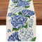Seliem Frühling Hortensien Blumen Tischläufer, blauer Schmetterling Küche Esstisch Dekor, saisonale Sommer Jute Heimdekoration Indoor Outdoor Party Supply 33 x 90 Zoll