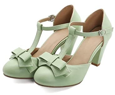 HEIYE Summer women's sandals fashion pink green lolita women's shoes sweet bow high heels women's pumps pump size-Green,6