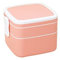 XTYPE Lonchera portátil de doble capa con tapa Bento Box Lonchera Fitness Comida Microondas Calefacción (Color : Rosa)
