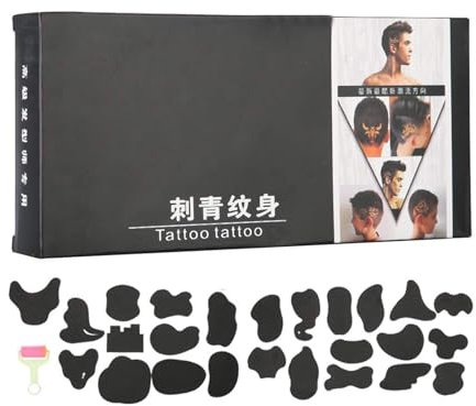 ANKROYU 25 Stück Haarschablonen für Muster, Haar tattoo schablonen für haare schneiden, Salon DIY Haardesigns Werkzeuge für Männer und Junge