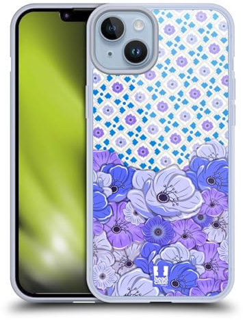 Head Case Designs Lila Azul Floral Caso de Gel Suave Compatible con Apple iPhone 14 Plus