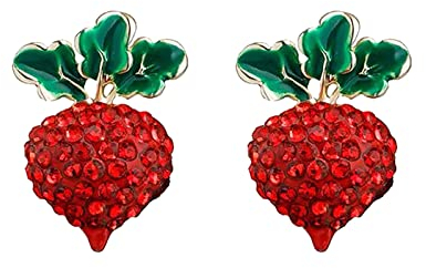 Niedliche Radieschen-Ohrringe, Kirsch-Ohrringe, rotes Ohrstecker-Set für Damen und Mädchen, S925 Silber, Ohrstecker für Frauen, OQw818, RD1, Einheitsgröße