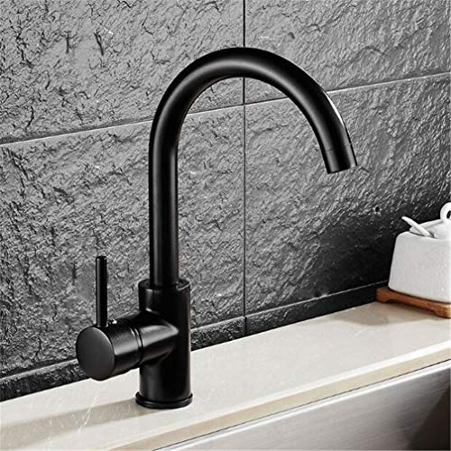 Robinets De Cuisine Noir Couleur Rotative Cuivre Grue Robinet D'évier De Cuisine Eau Chaude Et Froide Légumes Mélangeur De Cuisine Avec Aérateur Mitigeur, Noir