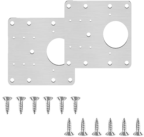 HBINGL 2 PCS Stainless Steel Hinge Repair Plates, Brushed Finish, 9 x 9 cm, 36 Holes, Kit Includes 12 Screws, Suitable for Wooden Furniture, Kitchen Cabinets, Doors, Windows