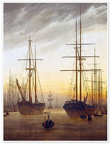Ansicht eines Hafens Poster von Caspar David Friedrich 30 x 40 cm Braun Wandbilder Wanddeko