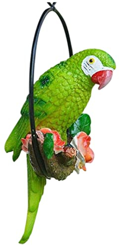Rachlicy Harz Papagei Statue - Hängende Garten Vogel Dekor für Outdoor Dekorationen, Papageien Auf Barsch Skulpturen, Lebende Künste Ornamente in Grün