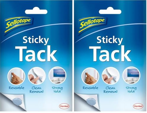 Sellotape 1792402 Sticky Tack for Home & Office, Reusable Adhesive, Stationery,Craft & Office Supplies,Poster Putty to hang Photos, Cards & More,1 x 45g,blue (Pack of 2)