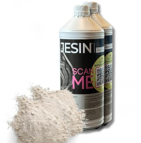 COLORBERRY JESIN 6kg Set - Gießpulver weiß Alternative aus 4kg Pulver & 2kg Gießmasse - Ersatz für Bastelbeton, Reliefgießpulver weiß, Resin & Gießbeton - Für Schmuckherstellung, Kunstwerke Gießharz