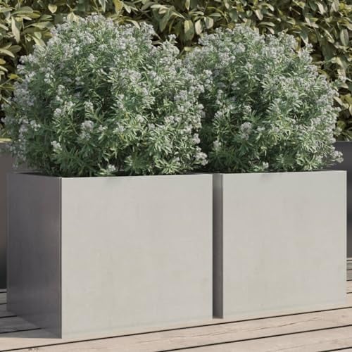 vidaXL Jardineras 2 uds, Arriates Elevados, Soportes de Macetas, Maceteros de Plantas para Jardín Balcón, Acero Inoxidable Plateado