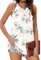 WNEEDU Canottiere da Donna Canottiere Eleganti Canottiere estive Senza Maniche Camicette Camicie Top Fiore Bianco Rosa M