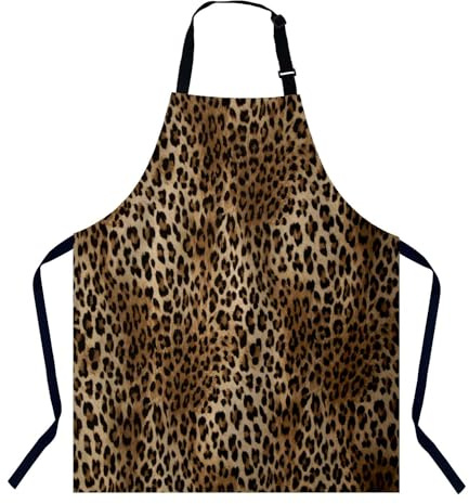 BGBDEIA Leopard Print Apron for Women & Men, Adjustable Cooking Apron for Home Kitchen, Baking & Gardening