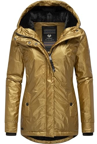 Ragwear Damen warme Shiny Winterjacke in glänzender Opitk mit kuscheliger Kapuze Monadde Bling YOUMODO XS-3XL