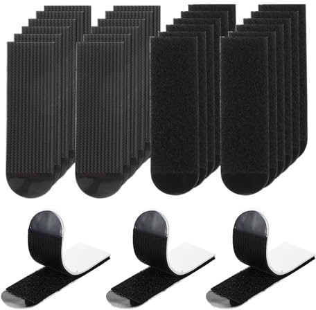 PATIKIL 24 Pairs (48 Strips) Picture Hanging Strips, Heavy Duty Picture Hanging Strips Kit Removable Wall Hanging Strips Without Nails for Decorations, Black 65x20mm