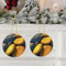 Weihnachtsschmuck aus gelben Kieselsteinen mit Goldener Schleife, Weihnachtsbaumschmuck aus Keramik zum Aufhängen für die Feiertage, Keramikschmuck zum Basteln, Weihnachtsbaumschmuck, Heimschmuck für