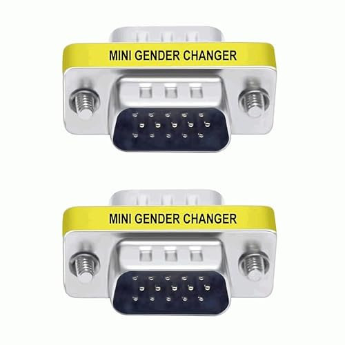 TECHZOCO Adaptador de VGA Macho a Macho, Acoplador SVGA, Adaptador de Cambiador de Género HDB15, Conector VGA Male to Male, Plug 15 Pin, HD 15 Pines