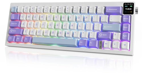 nacodex AK650 Mechanische Tastatur mit Lautstärkeregelung per Knopfdruck Gaming Tasten Rosa Wireless Bluetooth Tastatur mit niedlichen (AK650 Fly Fish Purple)