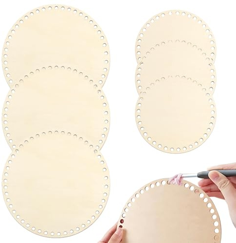 SHIQUAN Holzboden für Häkelkorb, 6 Stück,  Bohrung 6mm, Dicke Ca. 3 mm | Naturholz, glatt und splitterfrei, umweltfreundlich und geruchlos, geeignet für DIY-Bastelarbeiten.