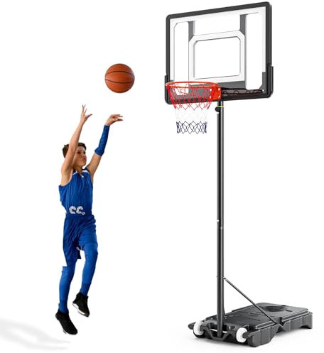 MINENICE Basketballkorb Outdoor, höhenverstellbar von 154 bis 210 cm, Basketballständer mit Rädern, geeignet für Kinder, Jugendliche und Erwachsene (Kinder-Basketballständer)