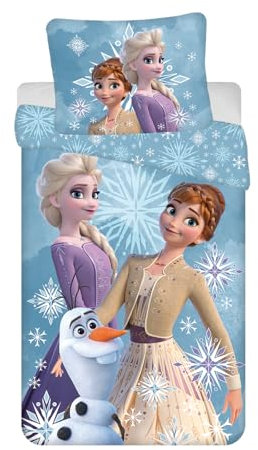 Max Fashion Kinderbettwäsche 100x135 Kleinkinder Baby Bettwäsche Babybett Babybettwäsche Set Bettbezug aus Baumwolle Öko-Tex Standard für Mädchen Frozen Eiskönigin Anna ELSA Olaf