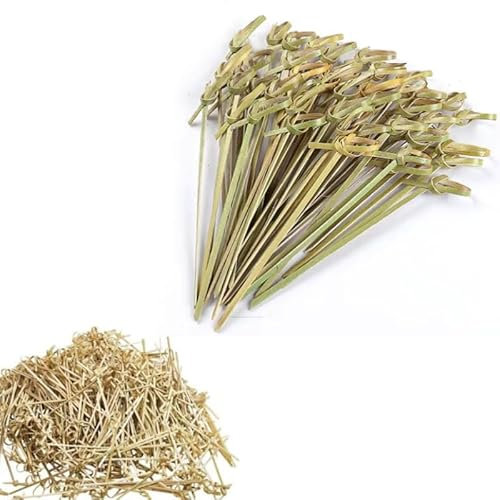 Ycneatt 100Pcs Natural Bamboo Cocktail Sticks - 12cm/4.7 Eco-Friendly Knotted Skewers for Appetizers, Cocktails, BBQ, Party Decor & Food Presentation