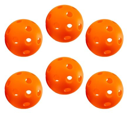 MotiveTech Pickleball-Bälle für den Innenbereich, hohler Golfball, 26 Löcher, Pickleball-Bälle für Sanktioniertes Turnierspiel, Pickleball-Zubehör, Training, Orange, 6 Stück