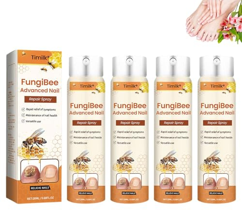 Timilk FungiBee Advanced Nail Repair spray, Bee Venom Nail Fungus Soothing Spray, Timilk Bee Venom Nail Fungal Treatment, Bee Venom Nail Treatment Serum for Toenail (4 Bottle)