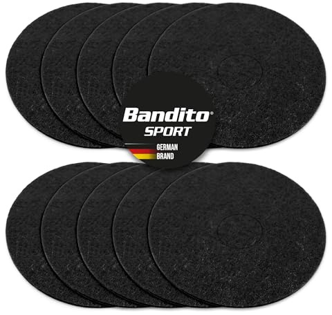 Bandito Airhockey Ersatzfilz Profi, für HiPower Pusher mit 100 mm Ø, 4 mm extra Dicker Filzgleiter, klebestarke Austausch Filz-Pads, Top Qualität, super gleitfähig, 10 St. Set schwarz