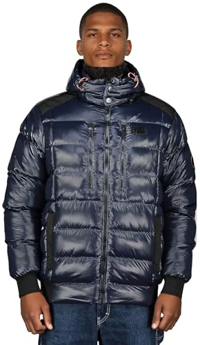 Geographical Norway BAPTISTE BLACK DB MEN 056 BLACK (WZ8155H/GN-NOIR) Herren-Übergangs-/Winterjacke mit Kapuze, schwarz, warm, bequem, Reißverschluss