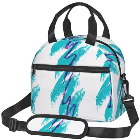 Nianyuer Isolierte Kühltasche, 6 Liter, 90er-Jahre-Tassen-Design, bedruckt, Lunch-Tasche, wiederverwendbare Snack-Tragetasche mit Gurt für Arbeit, Picknick, Thermo-Mahlzeiten-Vorbereitung, Lunchbox