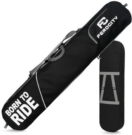 Premium Snowboardtasche 170 cm Boardbag für Snowboard Robuste Outdoor Board Rucksack mit Fach Aufbewahrung Wasserdicht 600D Polyester Stoff mit PVC Impregnat Unisex Farbe Schwarz Born to Ride [051]