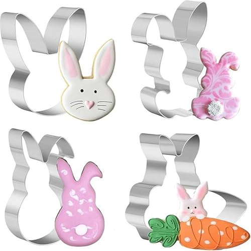 TRIXES 4PCS Easter Bunny Cookie Cutter Set Baking Tools | TRIXES 4PCS Easter Bunny Cookie Cutter Set Baking Tools