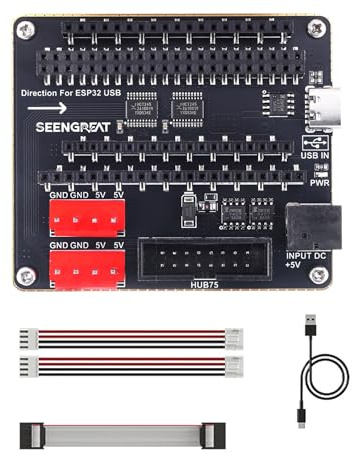 HUB75 RGB Matrix Adapter Board for ESP32-S3-DevKitC-1 & ESP32-DevKitC V4, RGB LED Matrix Panel Interface Board, Dual Power Input USB Type-C 5V/4A or DC-044 5V/8A, Dual VH-4P 5V Outputs