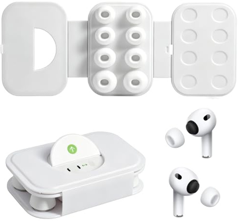 4 Paar Replacement Ear Tips Ear Tips für AirPods Pro 1/2, Layer Ohrstöpsel mit Schaum-Mikropartikeln, Staubschutzgitter, XS/S/M/L Größen. Transporthülle, Weiche Ersatz Aufsätze für Verbesserten Sitz