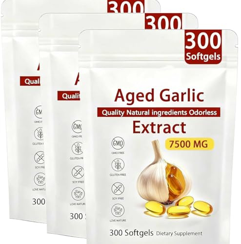 Extrakt av lagrad vitlök – 300 kapslar à 7500 mg, luktfri ekologisk vitlök ,3pcs