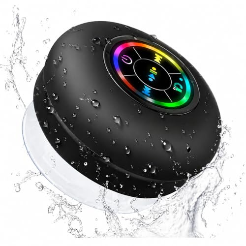 OKLI Bluetooth Shower Speaker, Waterproof Wireless Bathroom Speaker with Suction Cup, Portable Mini Speaker with Built-in Mic, Hands-Free Call, IPX4 Splashproof